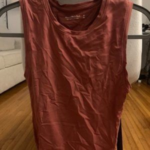 Abercrombie Size M Red Cotton Seamless Fabric Crew Tank Bodysuit